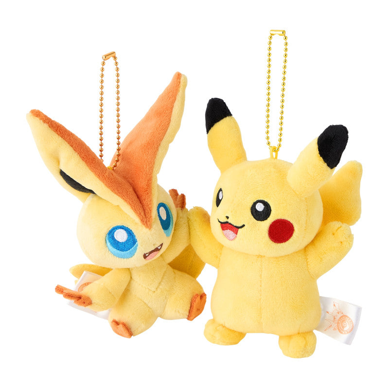 Plush Keychain Pikachu & Victini High Five Ver. Pokรฉmon Center Tohoku R